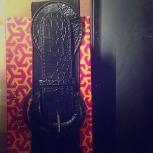 Black faux alligator belt